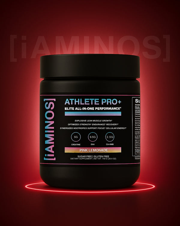 Athlete boosting performance with creatine, HMB, BCAA, and synergized nootropics in preworkout supplement for enhanced training results